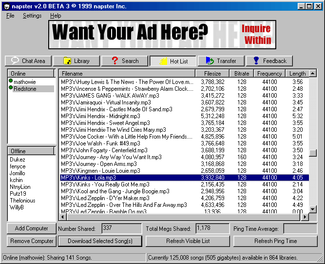 Napster Screenshot
